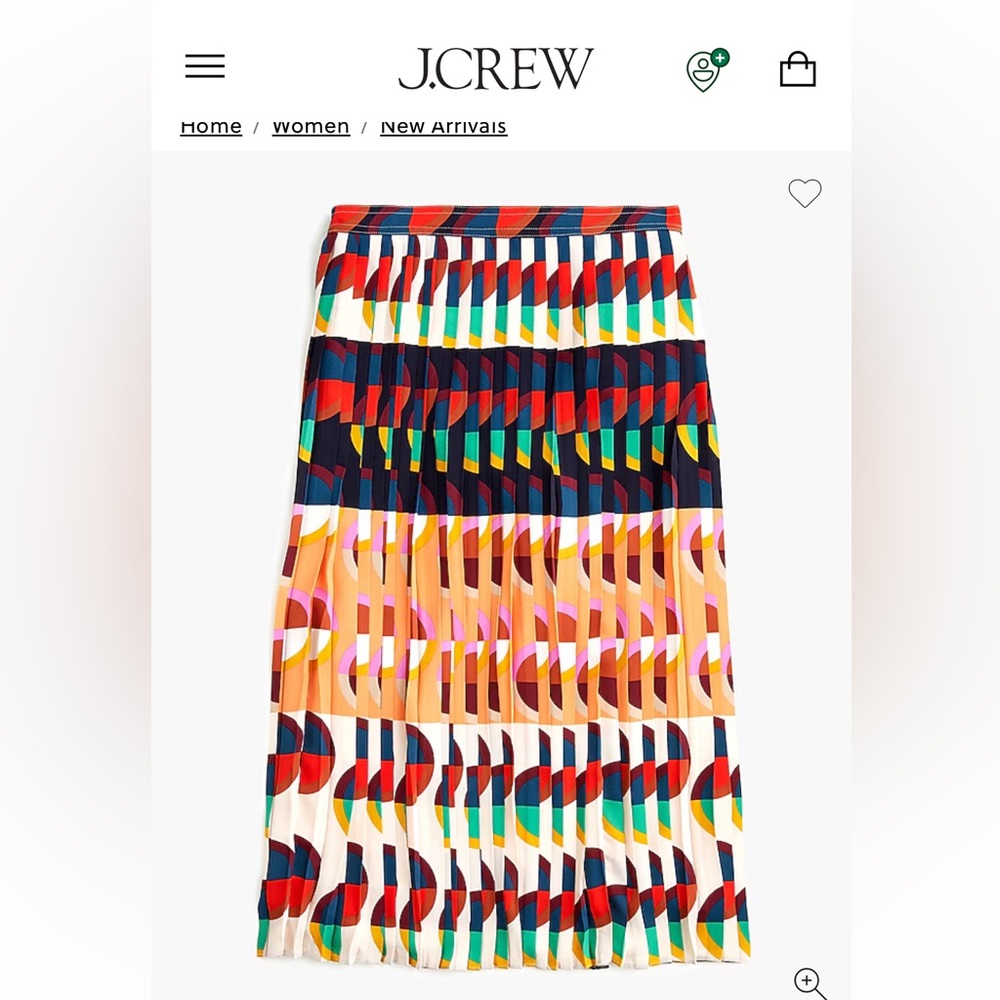 J.Crew Geometric Art Deco Print Women's Pleated Skirt Women's Plus Size 22
